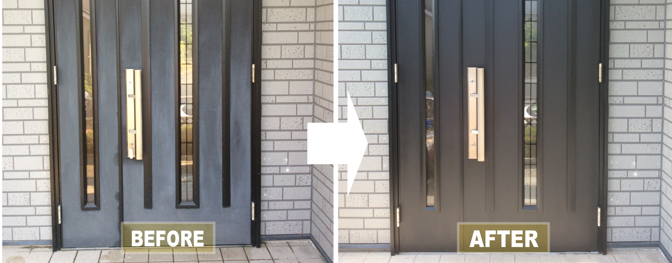 ⽞関ドアの塗装を補修した事例
